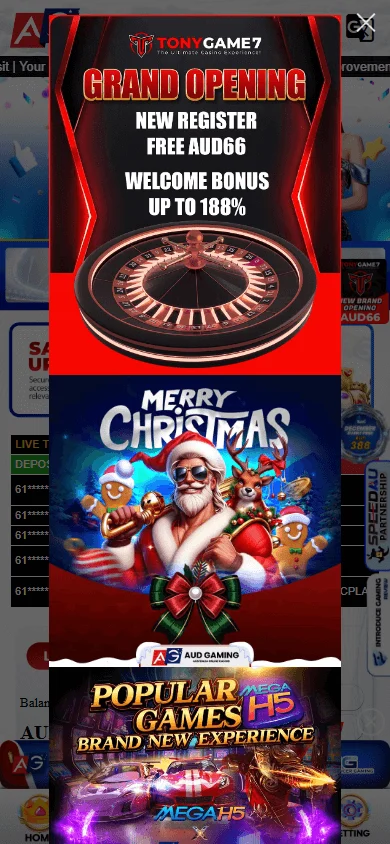 AUD Gaming Casino home page accessed on a mobile device